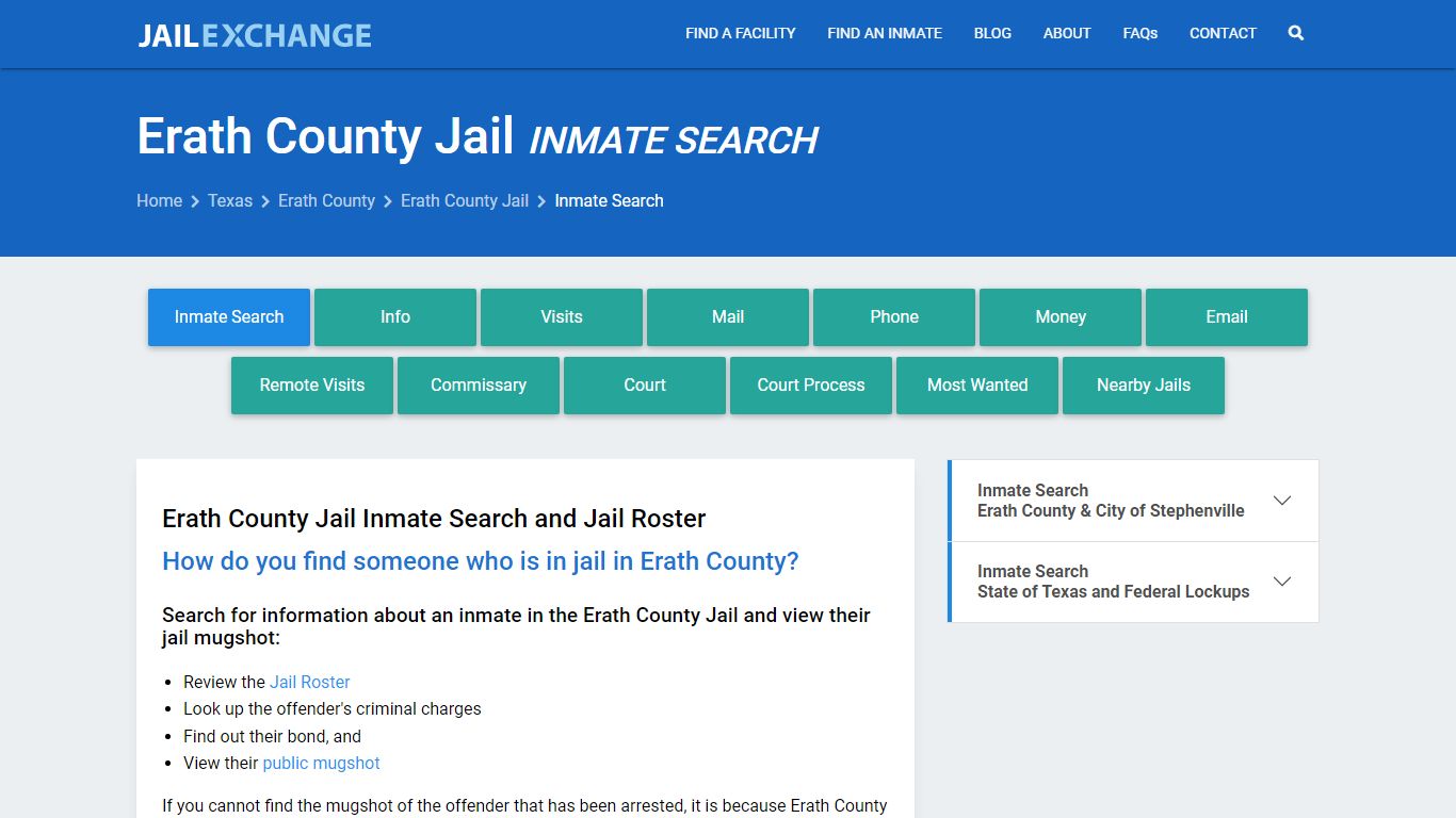 Erath County Jail Inmate Search - Jail Exchange